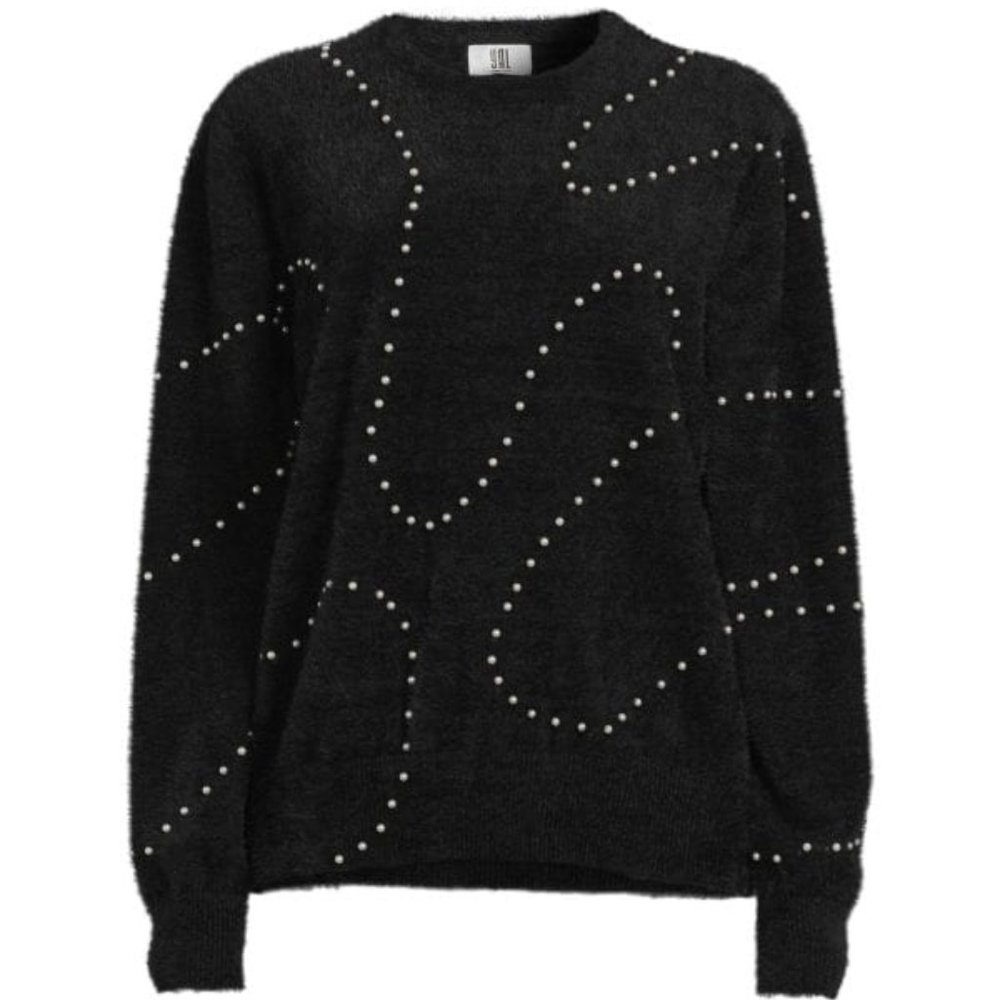 YAL NEW YORK Faux Pearl Crewneck Sweater Womens Size Large NWOT